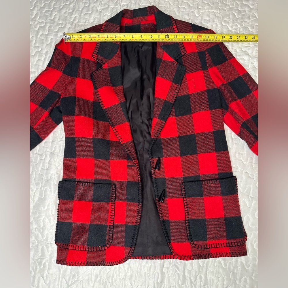 Vintage 90s Buffalo Plaid Wool Blend Skirt Suit Matching Set Ninety Made in USA - Picture 13 of 15